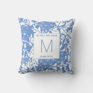 Cornflower Blue Floral Monogram Duvet Cover Cushion