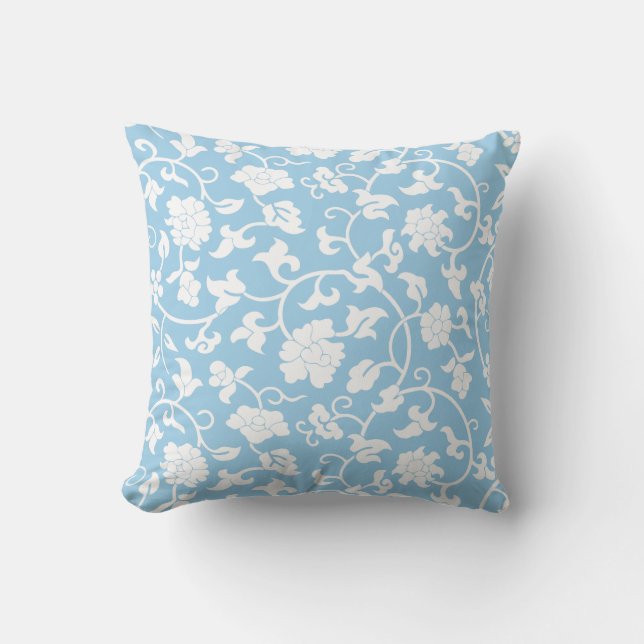 Cornflower Blue Floral Pillow (Front)