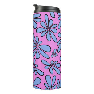 Cornflower blue free spirit floral thermal tumbler