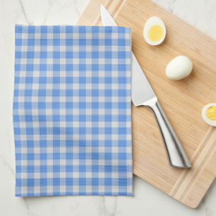 Cornflower Blue Gingham Check Pattern  Tea Towel