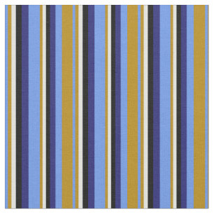 Cornflower Blue, Goldenrod, Cyan, Black & Blue Fabric