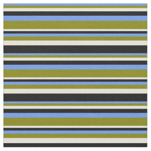 Cornflower Blue, Green, Beige & Black Colored Fabric