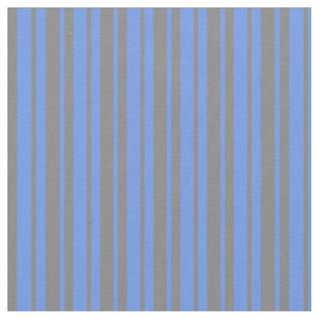 Cornflower Blue & Grey Lines Fabric (Close Up)
