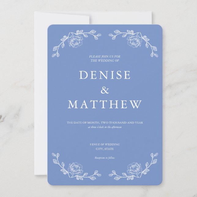 Cornflower Blue Invitation (Front)