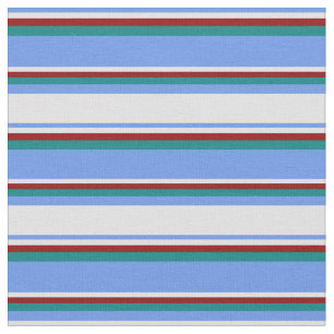 Cornflower Blue, Lavender, Dark Red & Teal Lines Fabric