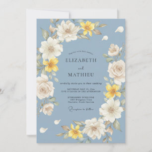 Cornflower Blue Luminous Botanical Wedding Invitation