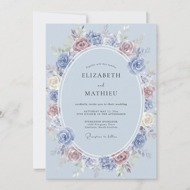 Cornflower Blue Luminous Winter Wedding Invitation (Front)