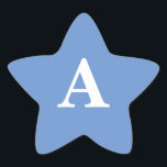 Cornflower Blue Monogram Initial White Custom Cute Star Sticker<br><div class="desc">Designed with text template for monogrammed initial which you can customise! You may also change the background colour as you like.</div>