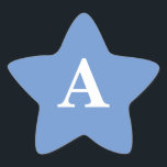 Cornflower Blue Monogram Initial White Custom Cute Star Sticker<br><div class="desc">Designed with text template for monogrammed initial which you can customise! You may also change the background colour as you like.</div>