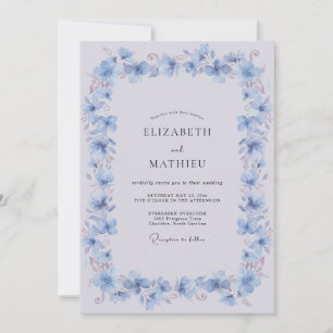 Cornflower Blue Poetic Spring Wedding Invitation