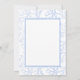 Cornflower blue scroll type border patterned blank invitation