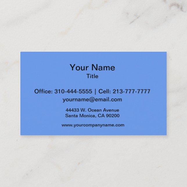 Cornflower Blue Solid Colour Business Card (Back)