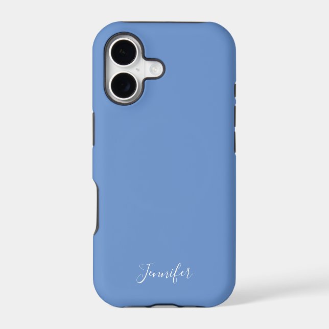 Cornflower Blue Solid Colour Custom Monogram (Back)