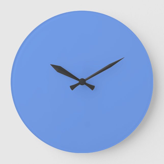 Cornflower Blue Solid Colour Large Clock (Front)