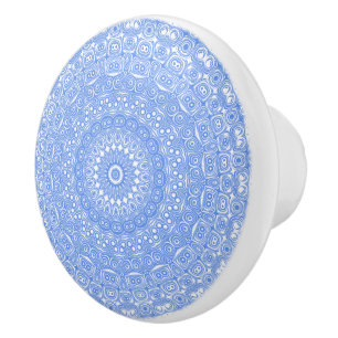 Cornflower Blue Symmetry Mandala Ceramic Knob