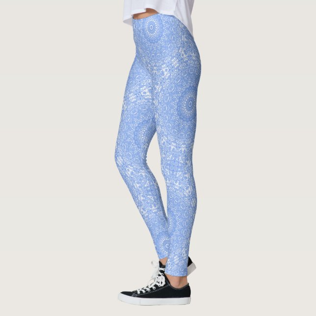 Cornflower Blue Symmetry Mandala Leggings (Left)