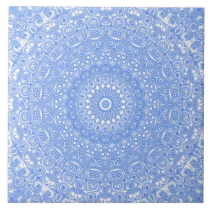 Cornflower Blue Symmetry Mandala Tile