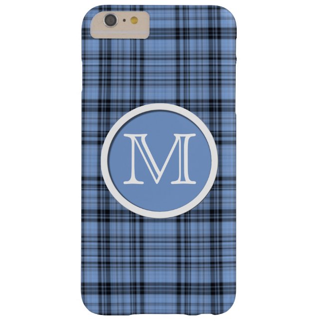 Cornflower Blue Tartan Monogram Case-Mate iPhone Case (Back)