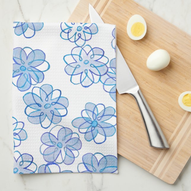 Cornflower Blue Tea Towel (Quarter Fold)
