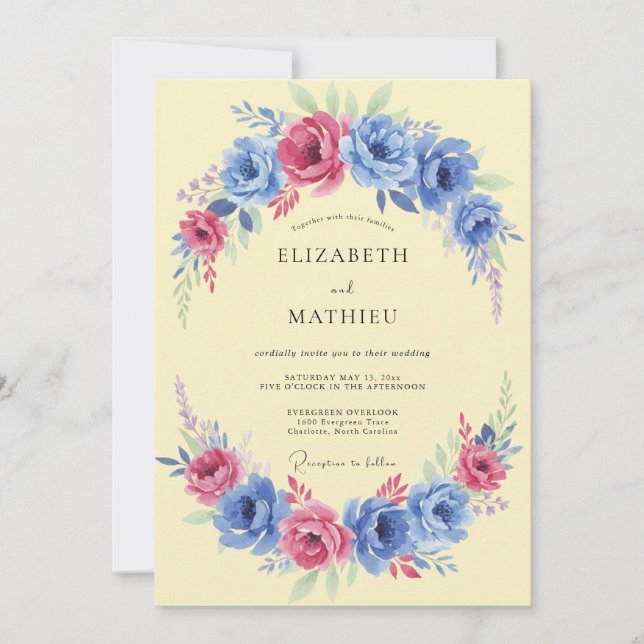 Cornflower Blue Vivacious Spring Wedding Invitation (Front)