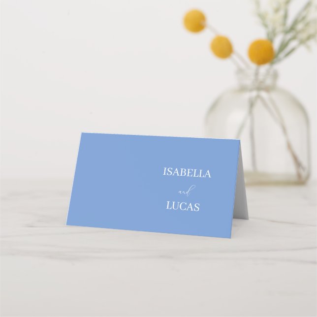 Cornflower Blue Wedding  Place Card (Front)