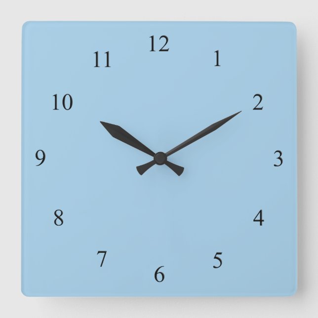 Cornflower Blue with Black Numbers Wall Clock (Front)