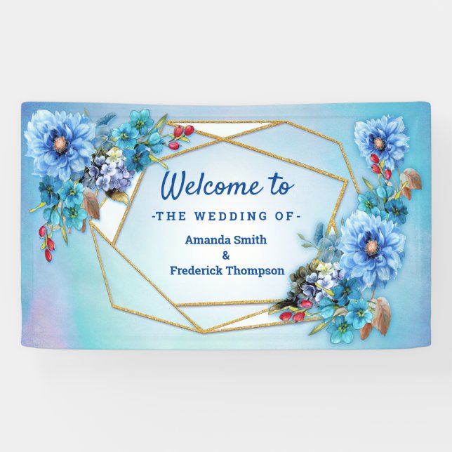 Cornflower Blues in Watercolor Banner (Horizontal)