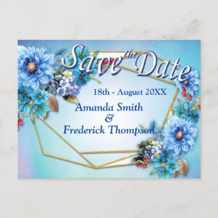 Cornflower Blues in Watercolor Save the Dates Announcement Postcard