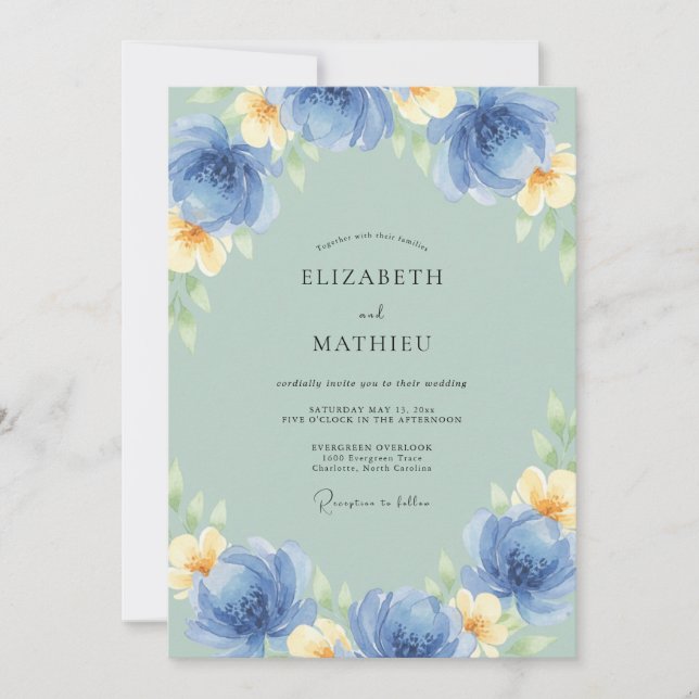 Cornflower Butter Bloom Wedding Invitation (Front)