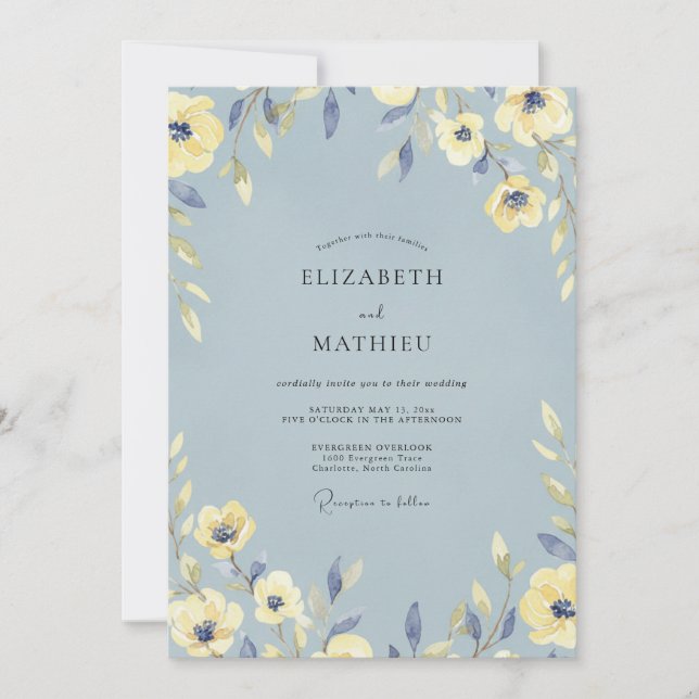 Cornflower Butter Petal Wedding Invitation (Front)
