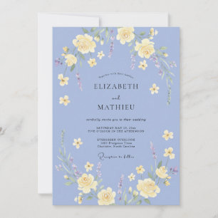 Cornflower Butter Ranunculus Eucalyptus Wedding Invitation