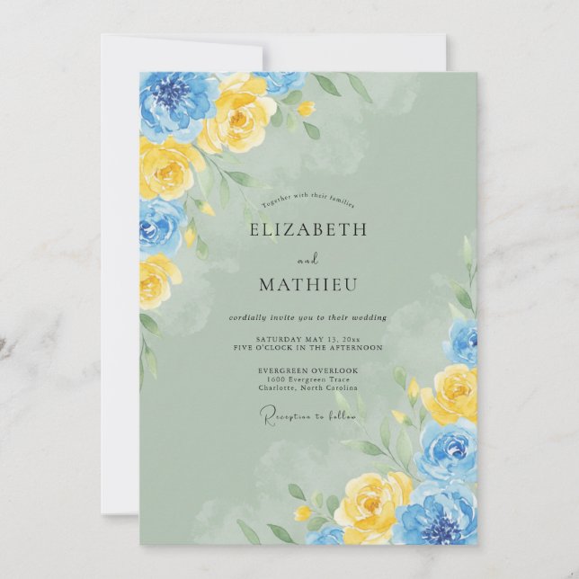 Cornflower Butter Wildflower Wedding Invitation (Front)