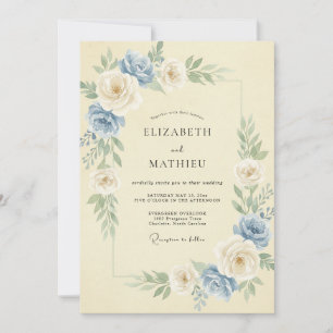 Cornflower Buttery Peony Wedding Invitation