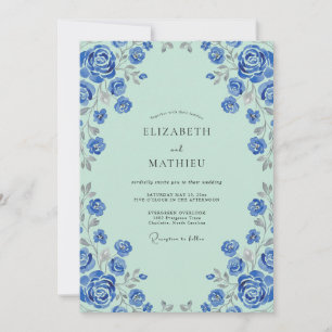 Cornflower Celadon Petal Wedding Invitation