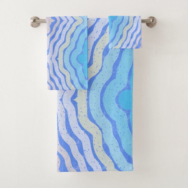 Cornflower Complimentary Colours Shabby Chic Desig Bath Towel Set (Insitu)