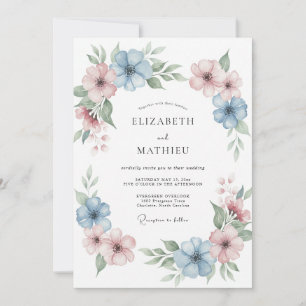 Cornflower Dusty Mauve Petal Wedding Invitation