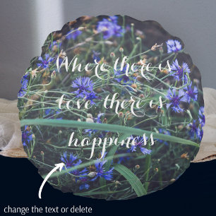 Cornflower field round cushion