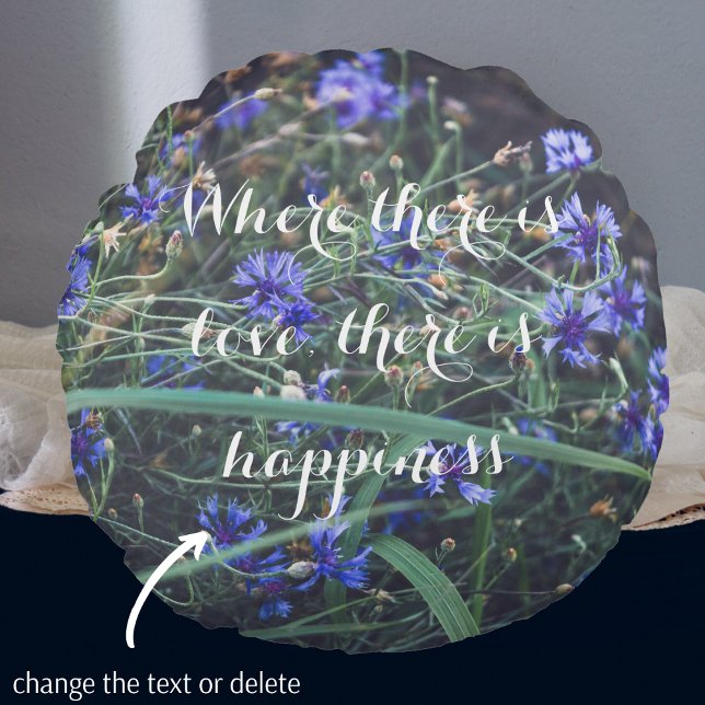 Cornflower field round cushion (Creator Uploaded)