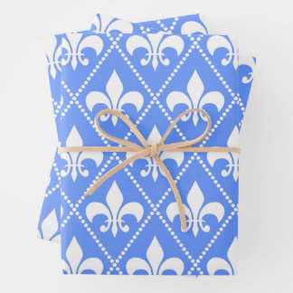 Cornflower Fleur de Lis Wrapping Paper Sheet