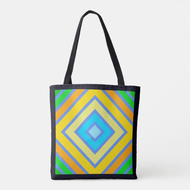 Cornflower Harmonious Colours Angled Line Art  Tote Bag (Back)