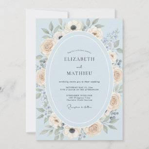 Cornflower Ivory Petal Wedding Invitation