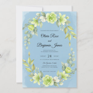 Cornflower Lemon Leafy Wedding Invitation