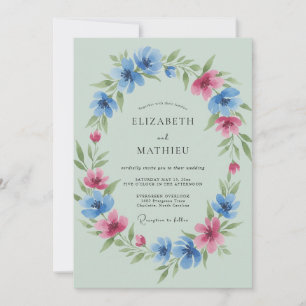 Cornflower Magenta Petal Wedding Invitation