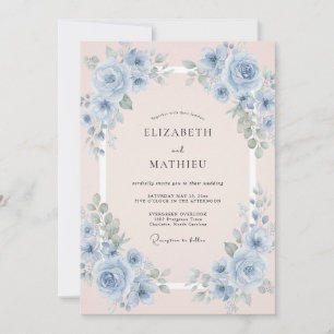 Cornflower Pearl Petal Wedding Invitation