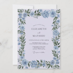 Cornflower Periwinkle Foliage Eucalyptus Wedding Invitation