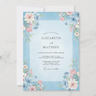 Cornflower Pink Bloom Wedding Invitation