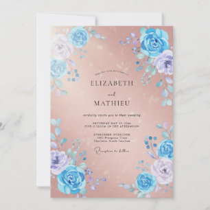 Cornflower Rose Copper Petal Wedding Invitation