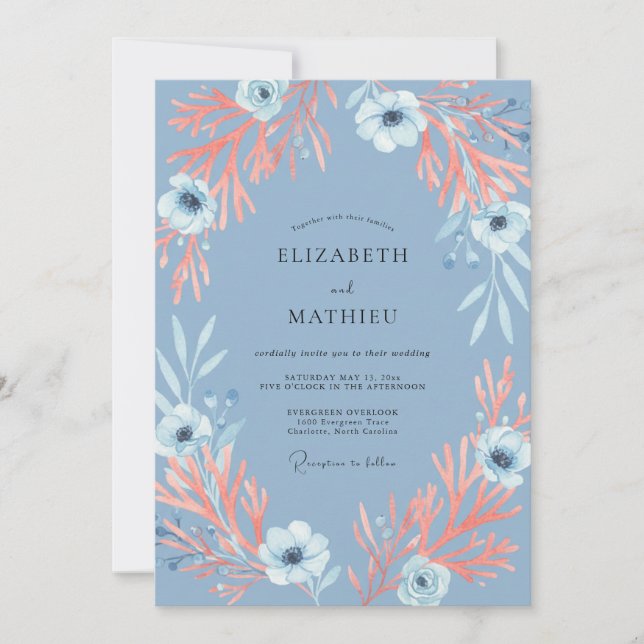 Cornflower Rust Anemone Wedding Invitation (Front)