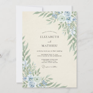 Cornflower Sage Blossom Wedding Invitation