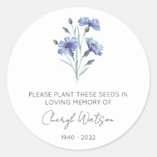 Cornflower Simple Memorial Seed Packet Classic Round Sticker